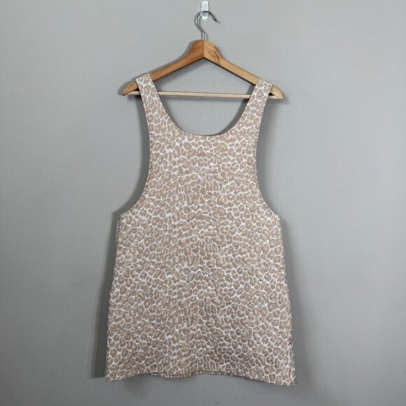 Storia Leopard Print Jacquard Overall Mini Dress Women's Large Beige Boho NWOT - Picture 3 of 10